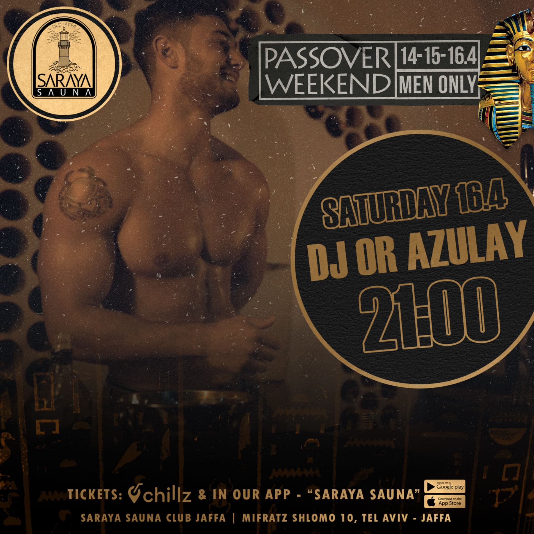 Saraya Sauna - Men Only 16.4 DJ OR AZULAY