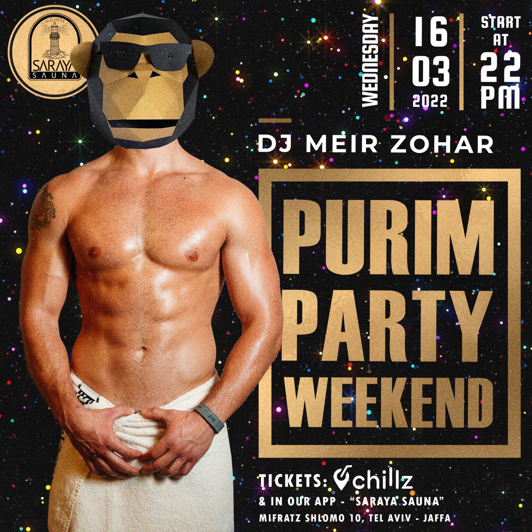 Saraya Sauna Purim - Men Only 16.3 DJ MEIR ZOHAR