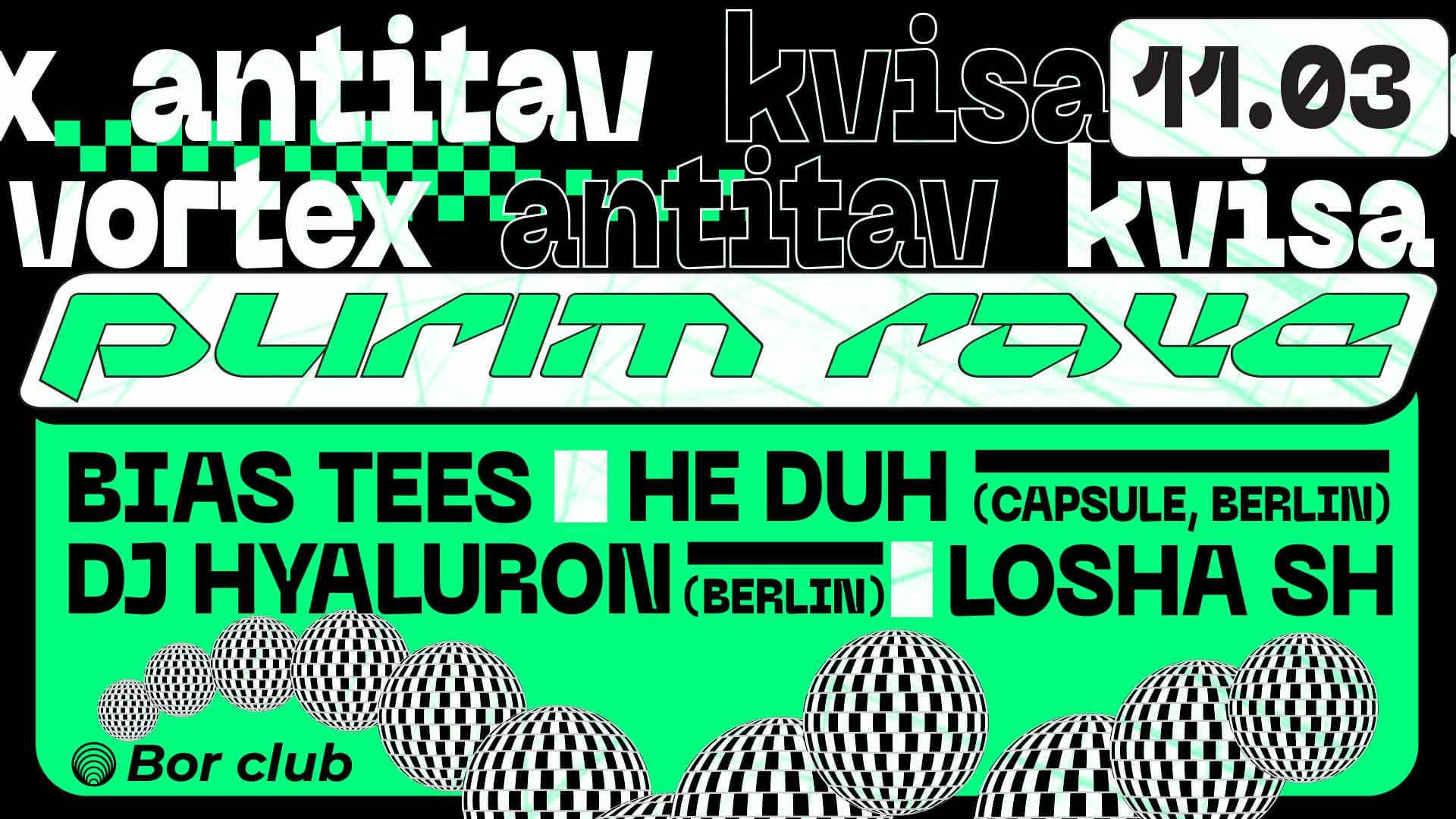 VORTEX x ANTITAV present PURIM DARK AFTER HOURS @ BOR CLUB