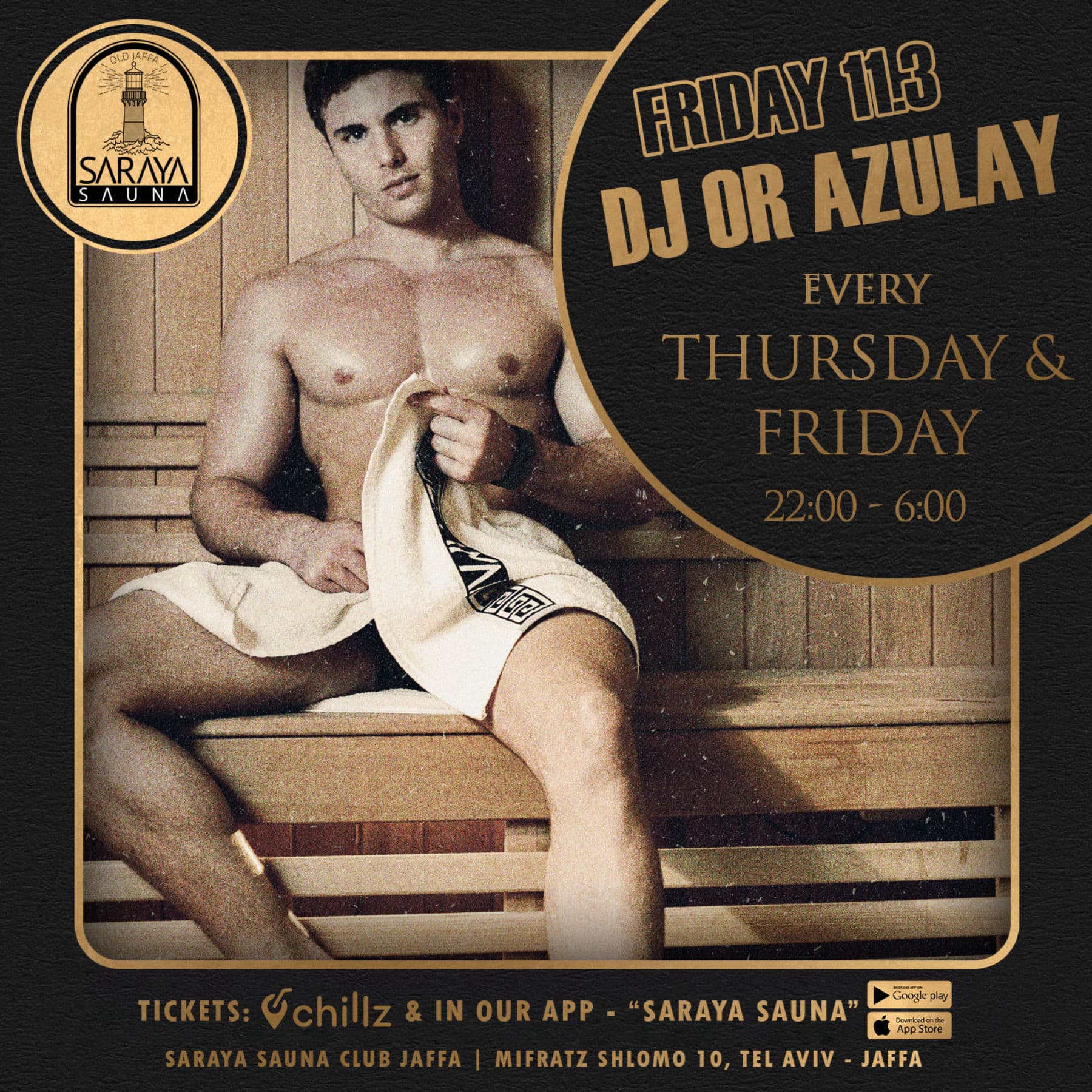 Saraya Sauna - Men Only 11.3 DJ OR AZULAY