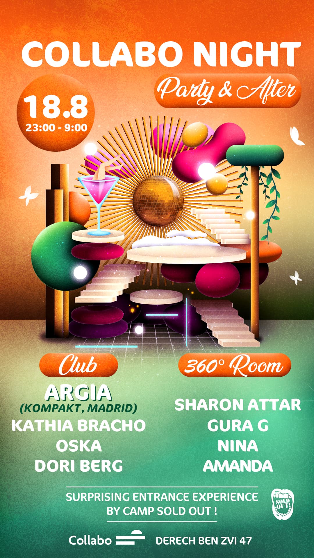 Tickets at the door only! COLLABO NIGHT // W/ Argia (kompakt Madrid) Kathia Bracho Oska Dori Berg Sharon Attar Gura G Nina Amanda// FRI // 18.8