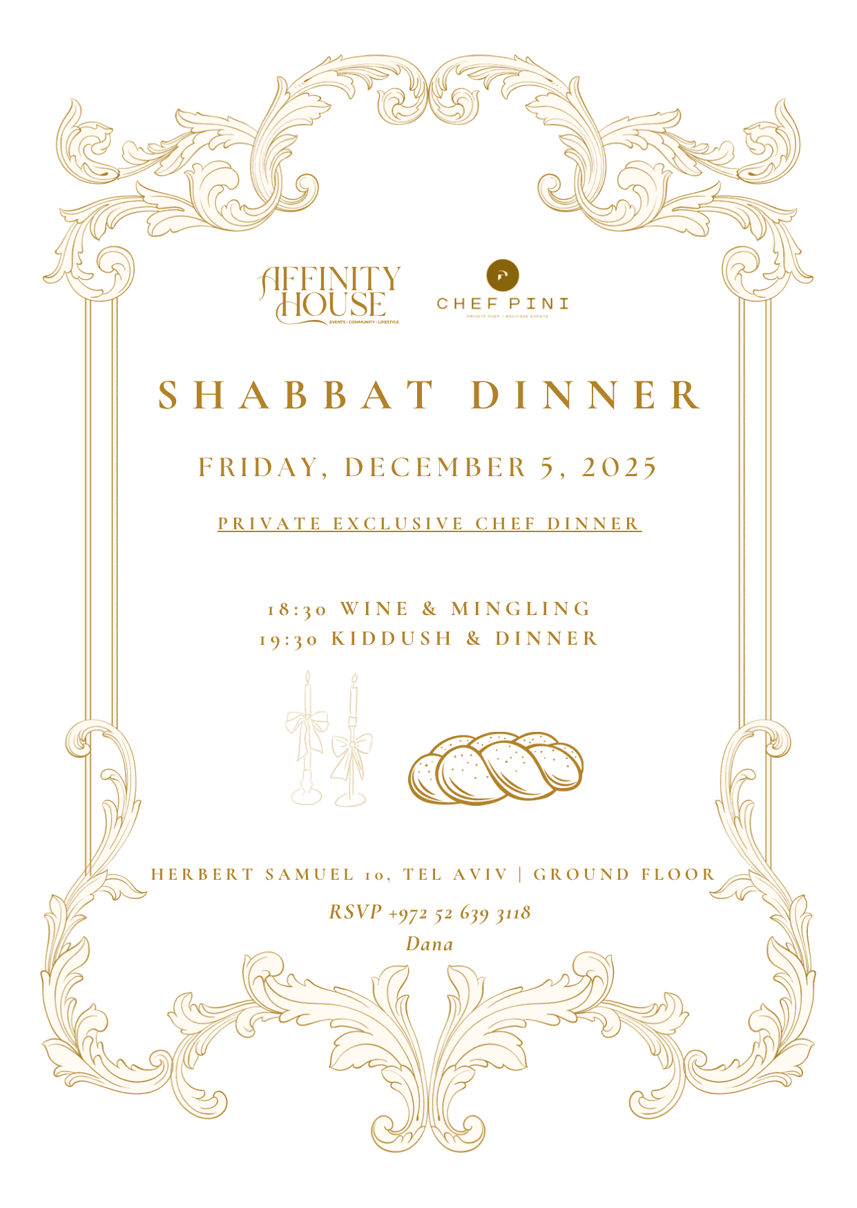 Private Chef Shabbat Dinner By The Sea